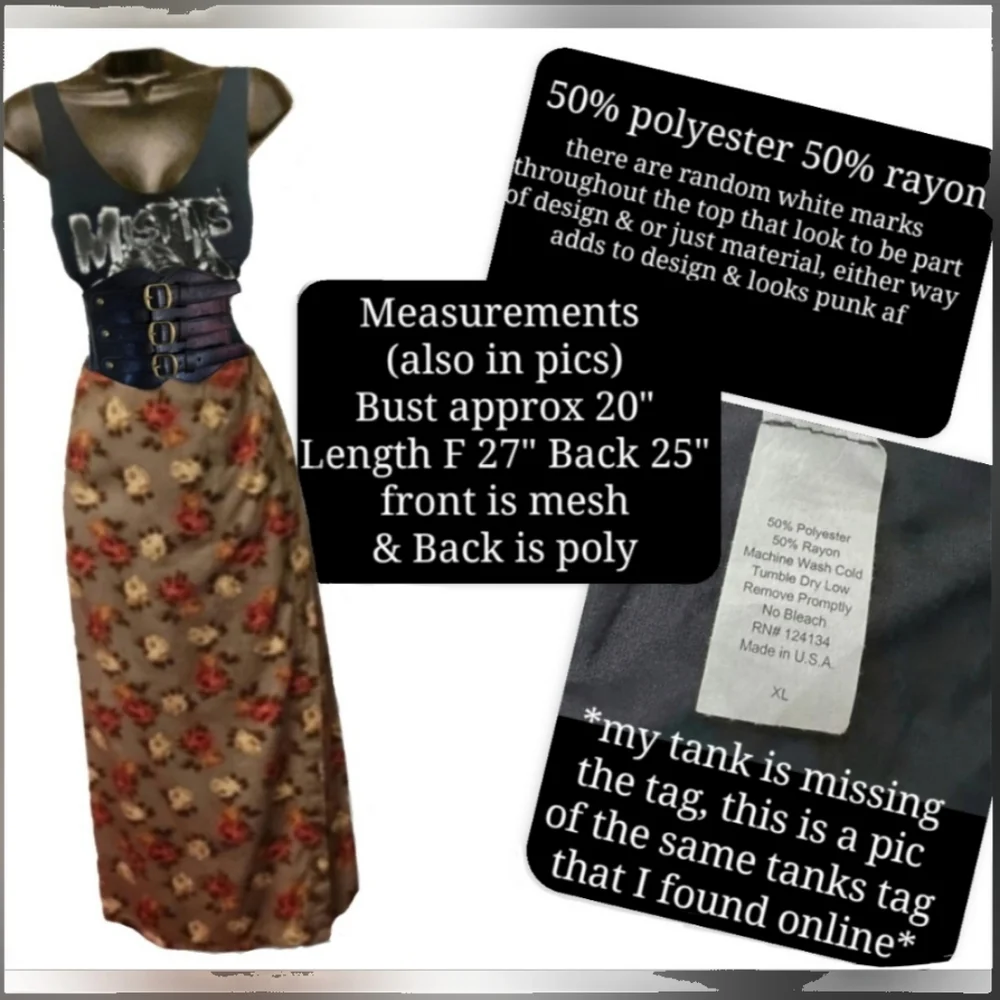 Vtg USA blk mesh Misfits skull mommy can I kill tonight graphics sheer tank XL - Picture 6 of 17